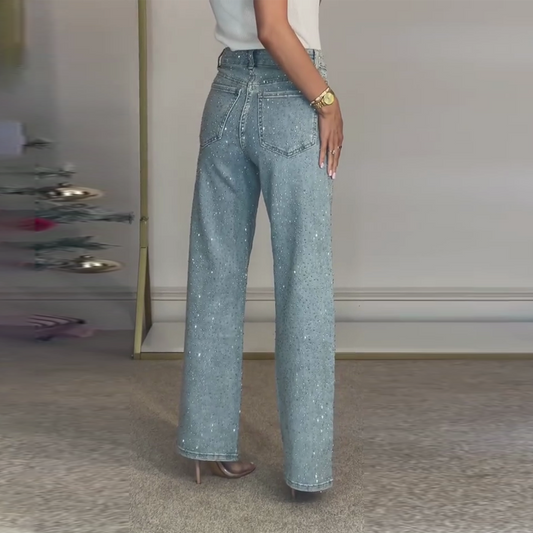 🔥Straight leg jeans with rhinestones