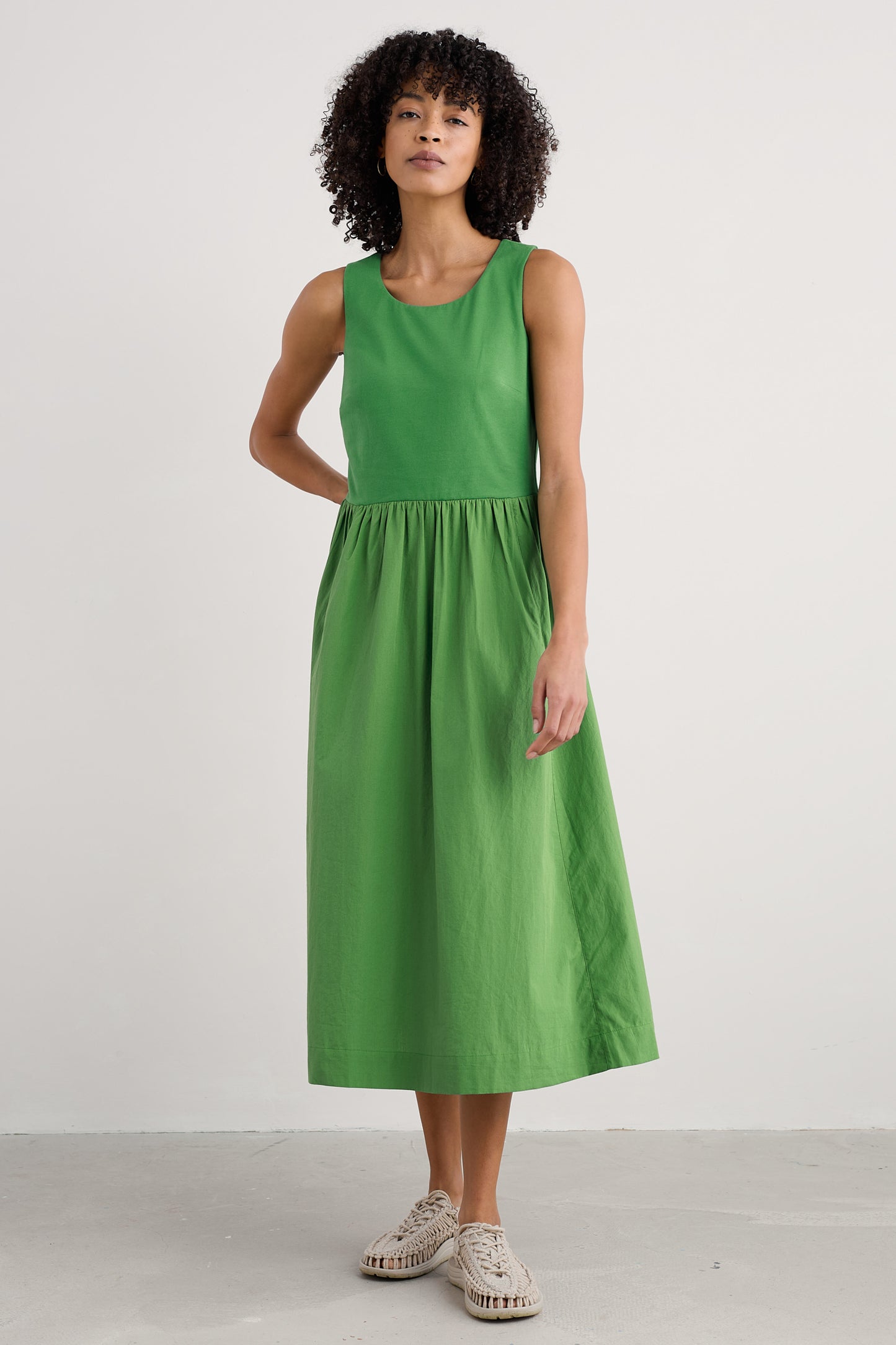 Madder Jersey Woven Mix Sleeveless Dress
