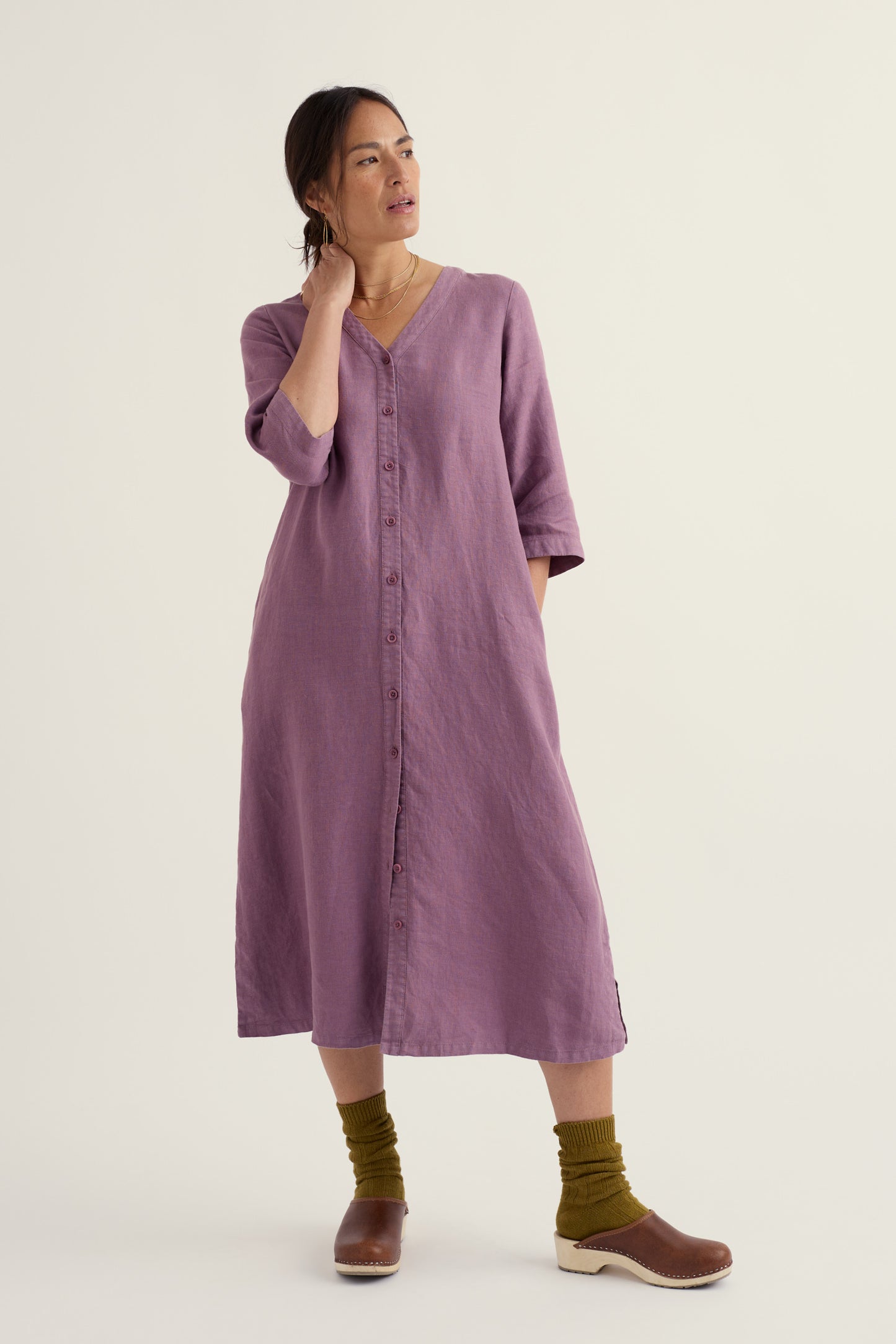 Word Posey Linen Shift Dress